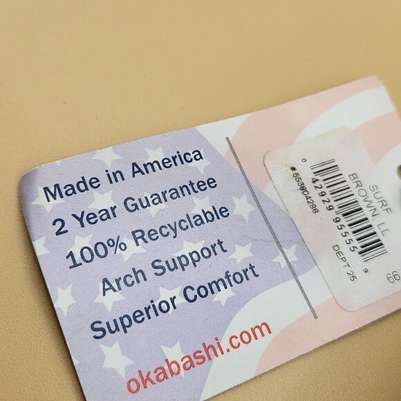 Okabashi Surf Mens LL (9-10) Brown Supportive Flip Flop Sandals NEW USA - Picture 5 of 8